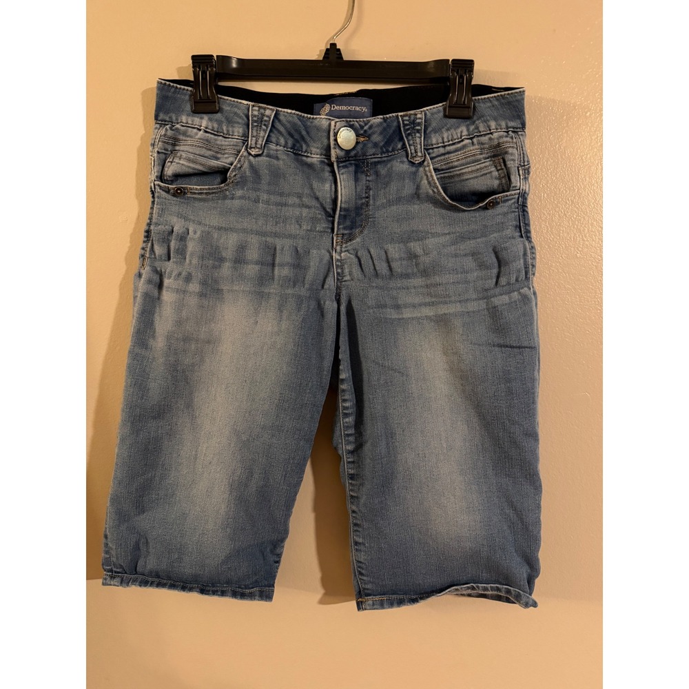 Democracy Ab Solution Blue Denim Bermuda Shorts Women Size 6 Light Wash